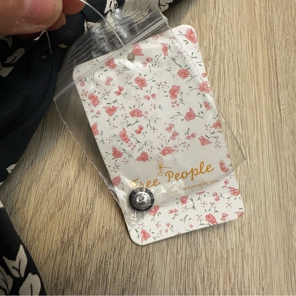 NWT Free People White Floral Black Combo Sheath Dress with Bell Sleeves - Picture 8 of 12